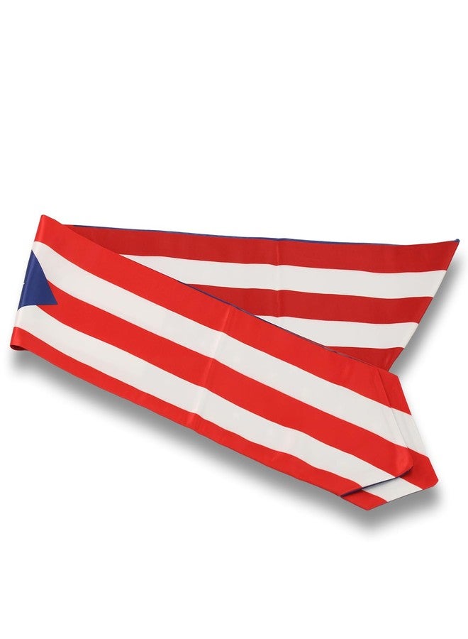 LLBFHH USA And Puerto Rico Flag Graduation Stole, Satin Embroidery Graduation Sash for International Students, 72 Inch Length. - Image 5